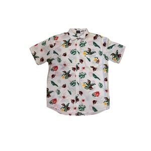 Jurassic World Size M Short Sleeve Button Up Logo Jungle Print Jurassic Park